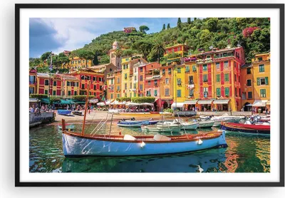 Produktbild von Gerahmtes Poster - Schwarzer Rahmen - Weihnachtsmann Margherita Ligure - 91,5x61 cm - Wand Bild - Wanddeko - Wandbilder - Wandposter - Bilderrahmen - Bilder - Kunstdruck - Wandbild - P2BAA91x61-4232