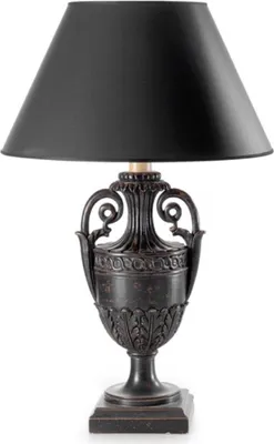 Produktbild von Casa Padrino Luxus Barock Tischleuchte Pokal Antik Schwarz / Schwarz Ø 26 x H. 59,5 cm - Prunkvolle Barockstil Schreibtischleuchte mit Lampenschirm - Luxus Qualität -  Italy
