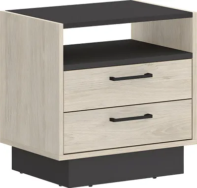 Produktbild von Nachttisch mit 2 Schubladen und 1 Fach - Farbe: natur und anthrazit - LEANDRE