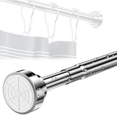 Immagine prodotto di Tenda da doccia telescopica Unyqoos® (55–85 cm) – barra regolabile per doccia senza foratura, in acciaio inossidabile 304 e alluminio, cromata, con estremità antiscivolo