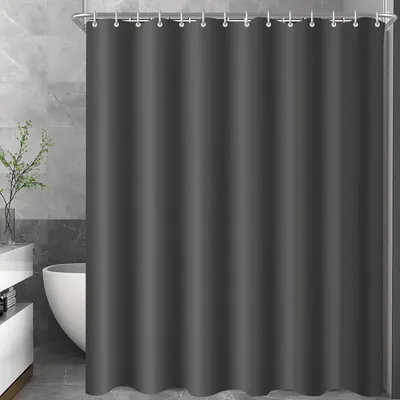 Zdjęcie produktu dla Zasłona prysznicowa, 200x220 cm, ciemnoszara, z obciążonym dołem, antygrzybowa, wodoodporna, nadająca się do prania, wykonana z poliestru, z 12 oczkami