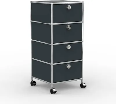 Produktbild von VERSEE Büro-Rollcontainer, Metall, 40 cm, 4 Schubladen, Anthrazitgrau