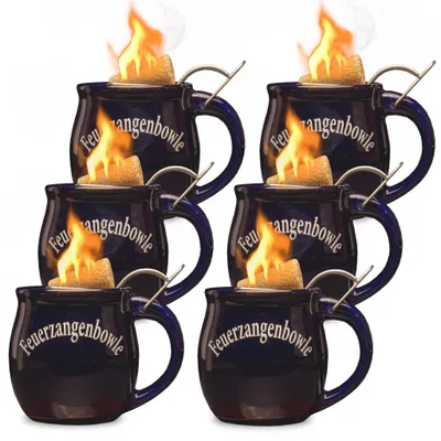 Produktbild von Feuerzangentasse 6er im Karton, Blau - für Feuerzangenbowle