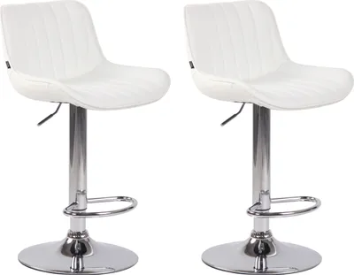 Produktbild von 2er Set Barhocker HLO-CP68 Kunstleder chrom  weiß