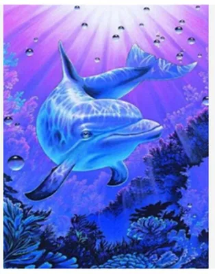 Produktbild von Diamantmalerei, Delfin im Meer, Tiefsee, 30x40 cm, kreatives Design