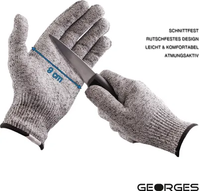 Produktbild von Georges Schnittschutzhandschuhe rutschfest leicht komfortabel und atmungsaktiv Lv:3 in grau, Gr. S