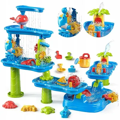 Image de Woopie énorme table à eau Aquapark 6 en 1 bac à sable cascade piste d'eau modulaire à 6 niveaux