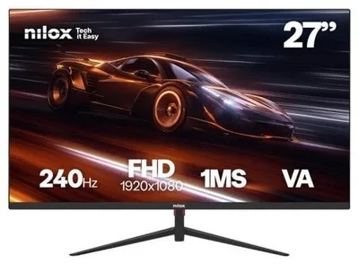 Image de Nilox MONITOR 27 GAMING FHD 240HZ, 68,6 cm (27"), 1920 x 1080 px, Full HD, LCD, 1 ms, Noir