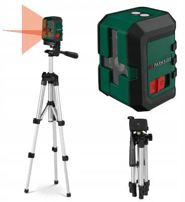 Obrázek produktu pro Parkside, laser pro vytyčování rovin, stativ, vodováha, dosah 10 metrů, 2 režimy nivelace, včetně baterií