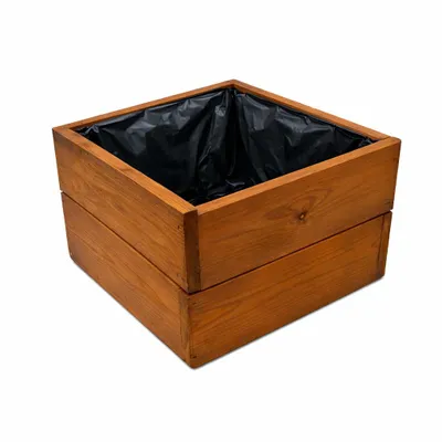 Image de Grande jardinière carrée – Pot de fleurs moderne, résistant aux intempéries et robuste, pour balcon, terrasse et jardin D26 Teck (40 x 40 x 28 cm)