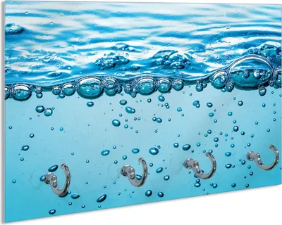 Produktbild von Wallario Handtuchhalter aus Glas, Motiv: Nahaufnahme Wasser, 30 x 20 cm mit 4 Haken
