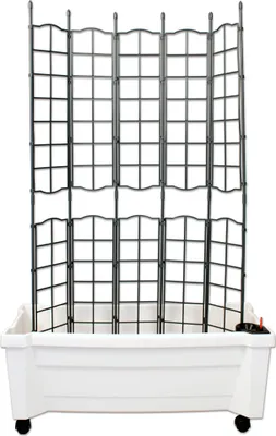 Produktbild von Pflanzkasten mit Rankgitter NYVIGreen 79x35x135 cm 42 Liter mit Bewässerungssystem - Pflanzkübel Spalier aus wetterfestem & recyceltem Kunststoff, Farbe:Weiß