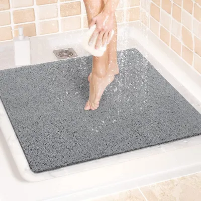 Produktbild von Duschmatte rutschfest Quadratisch, PVC-Luffa Duschmatte Komfort Sicherheits Duschmatten Massage Anti-Rutschmatte für Nassbereiche Schnell Trocknend Leichte Reinigung (80 x 80 cm)