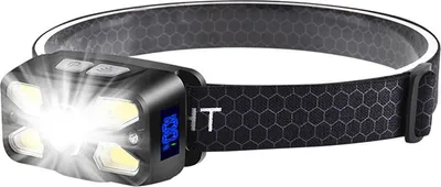 Produktbild von 2500 lm, ultrastarke LED-Stirnlampe, wiederaufladbare USB-C-Stirnlampe mit Leistungsanzeige, 7 Beleuchtungsmodi, 45° verstellbarer Winkel, Erkennungsmodus, IPX5 wasserdicht, Camping/Notfall