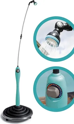 Produktbild von GF GARDEN, Solardusche Sunny Style, Gartendusche, Swimmingpool, für den Außenbereich, ideal auch für Urlaub und Camping, mit Mischer für warmes und kaltes Wasser, Farbe Hellblau