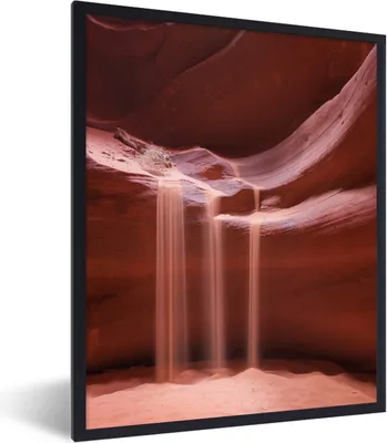 Produktbild von MuchoWow® Gerahmtes Poster Fallender Sand in den Kammern der Antelope-Schlucht 30x40 cm - Poster mit Schwarzem Bilderrahmen Wandposter Rahmen Foto Bilder - Wanddeko - Kunstdrucke