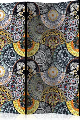 Produktbild von 3-teiliger Doppelseitiger Vlies Paravent - Painted Exoticism 135x172 cm Blumen o-C-0001-z-b