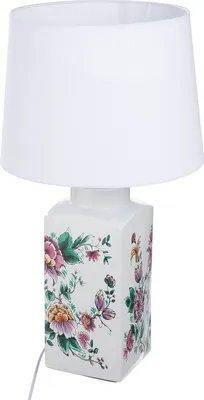 Image de Gilde Tischleuchte, "Florale", Blumendesign, Keramik, mehrfarbig, weiß, VE 1, H. 56 cm, D. 28 cm 34372 4063387343722