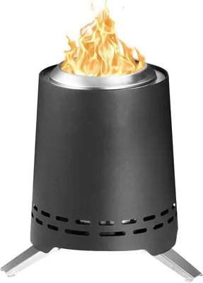 Produktbild von Mini-Feuerkorb mit Tragetasche | Für Pellets oder Holz | Edelstahl | Für Garten, Terrasse und Camping | Rauchfrei | Schwarz