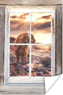 Produktbild von MuchoWow® Poster Schottischer Highlander - Ansicht - Düne 20x30 cm - Papierdruck