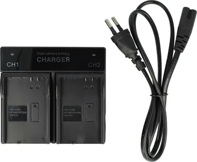 Produktbild von vhbw Dual Ladegerät kompatibel mit Canon MVX1s, HR10, MVX450, MVX460 Kamera - Ladeschale, Stromkabel Ladeanzeige