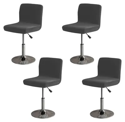 4er-Set Barhockerbezüge mit Rückenlehne, waschbar, schwarz