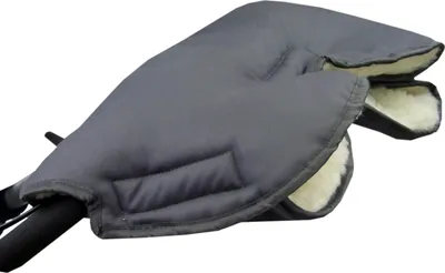 Produktbild von BAMBINIWELT universaler Muff Handwärmer für Kinderwagen Buggy Jogger mit Wolle UNI DUNKELGRAU