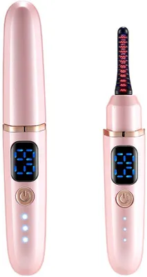 Zdjęcie produktu dla Elektryczna zalotka z diodą LED, 3 ustawienia temperatury, ładowanie przez USB, szybkie nagrzewanie, bezpieczna dla oczu, przenośna i idealna na prezent.