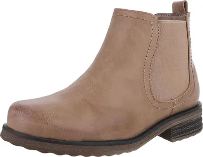 Produktbild von Ital-Design Damen Stiefeletten Chelsea Boots Leicht gefüttert Textiloptik, Lederoptik Flache Stiefeletten 90169730 Hellbraun Gr.  38
