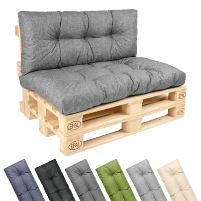 Produktbild von Garronda Palettenkissen Set 2-teilig wasserabweisend UV- & Wasserfest Palettensofa GD-0252 Grau