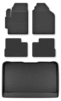 Image de Tapis en caoutchouc + bac de coffre pour Mazda 2 Hybrid 2022- (hayon, hybride) – 5 pièces, noirs, semi-universel, adapté