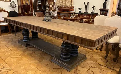 Obrázok produktu pre Casa Padrino jedálenský stôl vo vidieckom štýle antická hnedá 300 x 110 x v. 78 cm - Rustikálny kuchynský stôl z masívu - Rustikálny nábytok do jedálne z masívu - Nábytok do jedálne vo vidieckom štýle