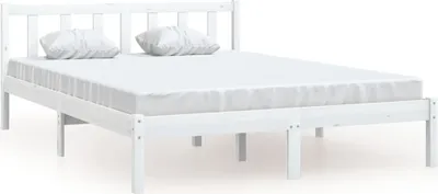 Produktbild von vidaXL Bettrahmen Kiefer Massivholz 140x200 cm Weiß 205,5 x 145,5 x 69,5 cm