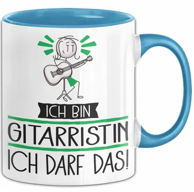 Produktbild von Geschenk für Gitarristin Tasse Lustige Geschenkidee Geburtstag Ich Bin Gitarristin Ich Darf Das (Blau)