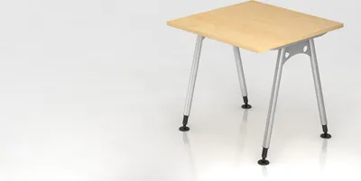 Produktbild von Schreibtisch Keijo | Ahorn | BxT 80x80cm | Höhe 68-76cm | stufenlos höhenverstellbar | A-förmiges Rundrohrgestell Silber | Rechteckform