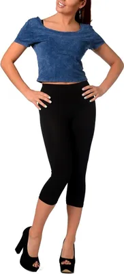 Produktbild von Leggings 3/4  Hoher Bund Baumwolle; Dunkelblau S/36