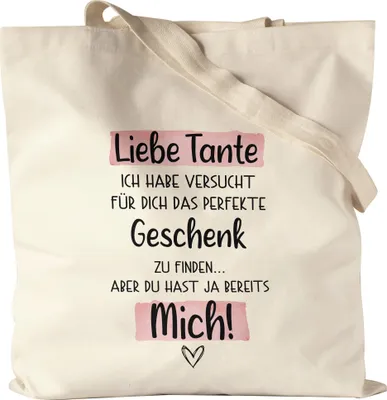 Produktbild von Tante Geschenk Jutebeutel Stoffbeutel Canvas  Mit Spruch Tanti Geschenkidee Geburtstag Nichte Neffe Humor
