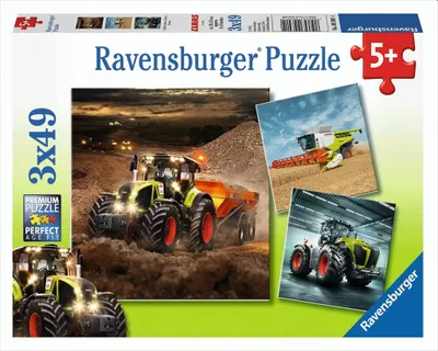Produktbild von 3 x 49 Teile Ravensburger Kinder Puzzle Claas Axion, Lexion, Xerion 09301