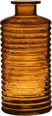 Produktbild von INNA-Glas Glas Dekoflasche Stuart mit Rillen, orange-braun-klar, 31cm, Ø14,5cm - Blumenvase
