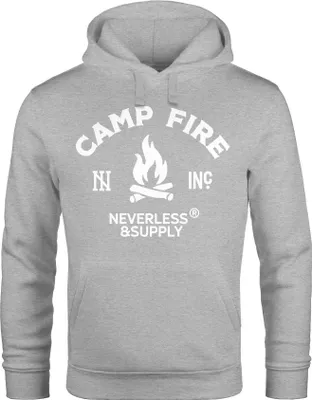 Produktbild von Warmer Kapuzen-Pullover Herren Lagerfeuer Camping Abenteuer Supply Hoodie Männer Neverless® grau XL