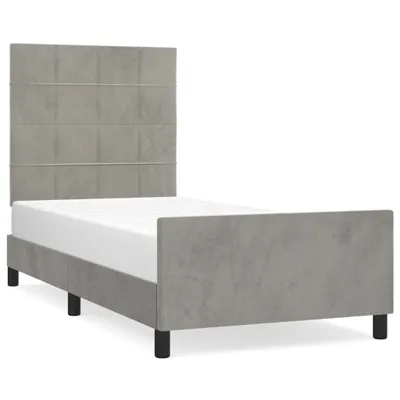 Image de vidaXL Cadre de lit sans matelas gris clair 90x200 cm velours