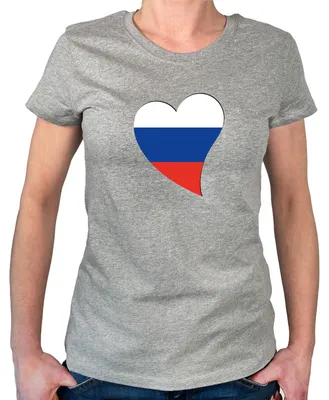 Produktbild von Huuraa Damen T-Shirt Russland Flagge Herz L Sport Grey Bio Baumwolle Fairtrade Damenshirt Geschenkidee