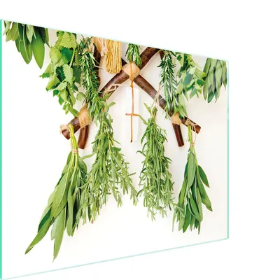 Obrázok produktu pre Sklenená doska na krájanie 52x40 Bylinky