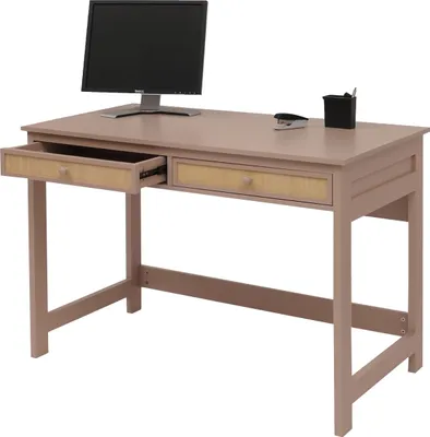 Produktbild von Schreibtisch HWC-O36, Bürotisch Laptoptisch Arbeitstisch, Schublade 78x110x60cm Holz  helltaupe