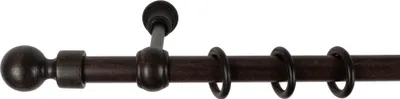 Produktbild von SN Deco - Stilgarnitur Gardinenstange Vorhangstange Giro, Holz, 28 mm, 1-Lauf, Komplettset mit Ringen, Farbe Wenge, 140 cm