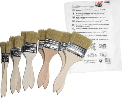 Produktbild von Maler Pinsel Anstreich Set 10 Flachpinsel + 1 Abdeckfolie 4x5m