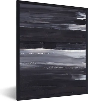 Produktbild von MuchoWow® Gerahmtes Poster Farbe - Abstrakt - Schwarz 30x40 cm - Poster mit Schwarzem Bilderrahmen Wandposter Rahmen Foto Bilder - Wanddeko - Kunstdrucke