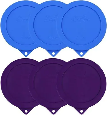 Image de Couvercles ronds en silicone pour plats en verre - lot de 6, bleu
