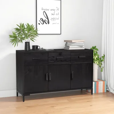 Immagine prodotto di vidaXL Credenza nera 110x35x70 cm in legno di pino massiccio