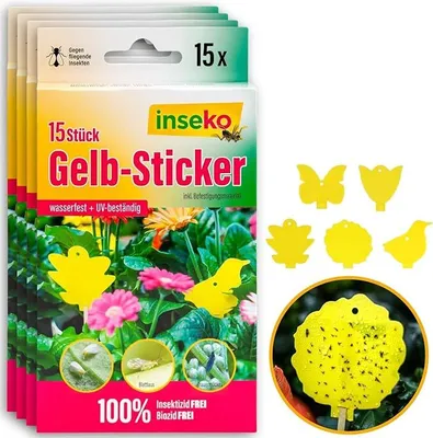 Produktbild von inseko 60x Profi Gelbsticker I Gelbtafeln I Gelbfalle I Fliegenfalle I umweltfreundlich/giftfrei - 4 Packungen (552410)